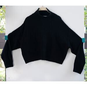 DISSH Black Long Sleeve Mock Neck Sweater with Drop Shoulder Size Medium